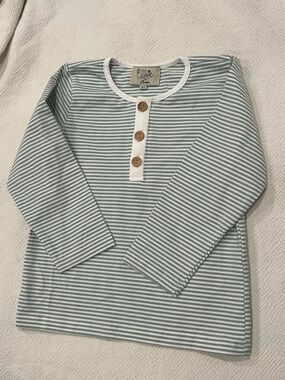 Effie London Kids Sage Green Stripe Long-Sleeve Henley